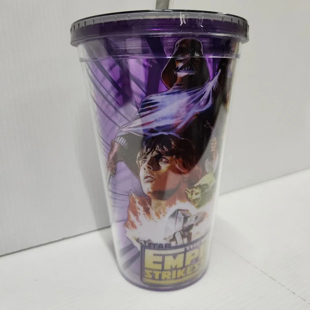 4 Pcs Star Wars Empire Strikes Back Tumbler Cup w/ Straw Purple Plastic 167